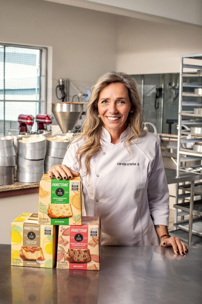 BR Mania lança panettones de marca própria assinados pela chef Carole Crema. Créditos: Divulgação/Vibra