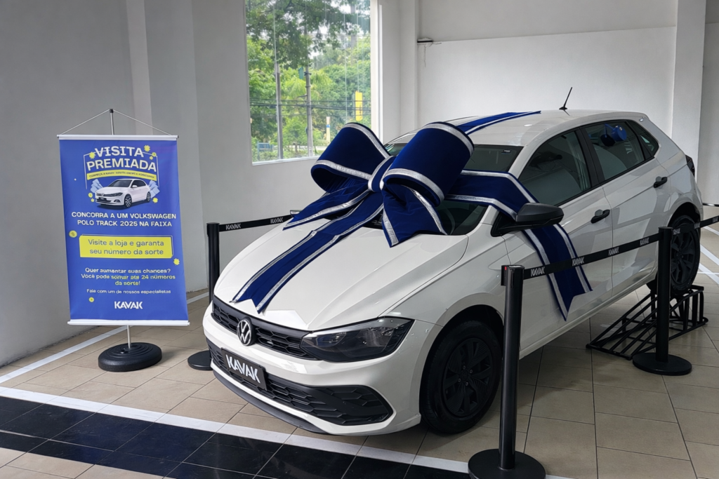 Ação 'Visita Premiada Kavak Santo André' inclui o sorteio de um Volkswagen Polo Track 2025 (Crédito: Divulgação)